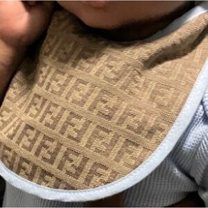 Authentic Fendi Kids Brown Patterned Bib